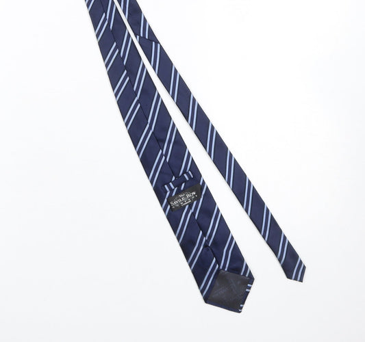 Mens The Savile Row Company Blue Striped 100% Silk Designer Tie