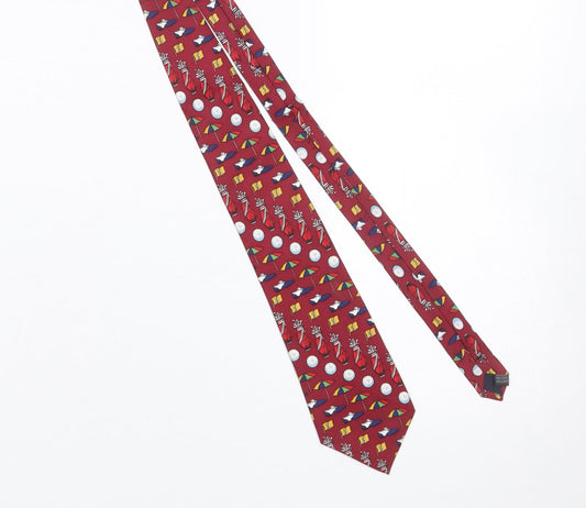 Mens Magnificent Mouchairs Red Geometric 100% Silk Slim Tie