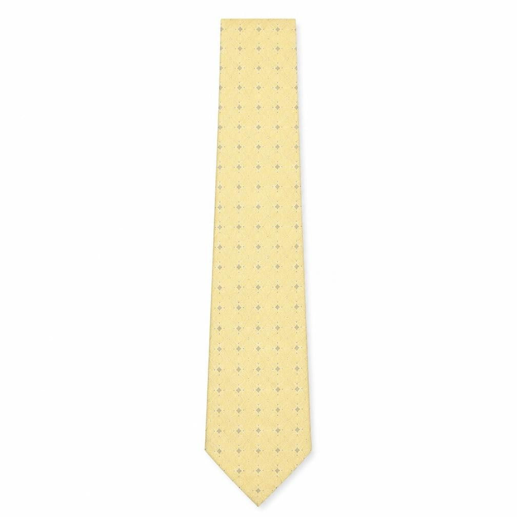 Mens Brown Thomas Yellow Geometric 100% Silk Designer Tie