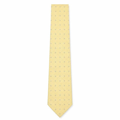 Mens Brown Thomas Yellow Geometric 100% Silk Designer Tie