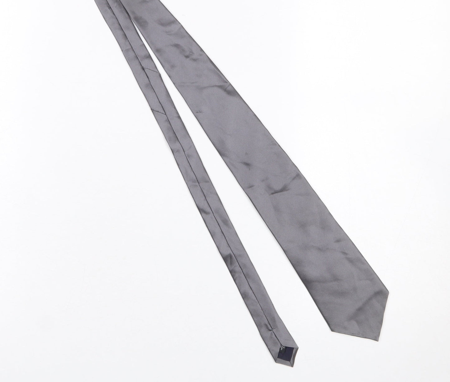 Mens Milano Uomo Grey  100% Silk Pointed Tie