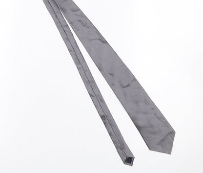 Mens Milano Uomo Grey  100% Silk Pointed Tie
