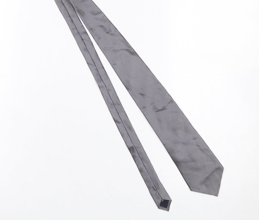 Mens Milano Uomo Grey  100% Silk Pointed Tie