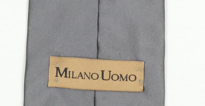 Mens Milano Uomo Grey  100% Silk Pointed Tie