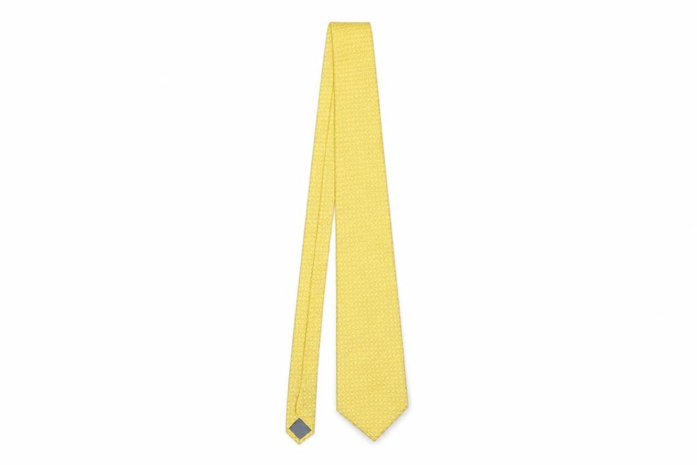 Mens Jim Thompson Yellow Animal Print 100% Silk Designer Tie