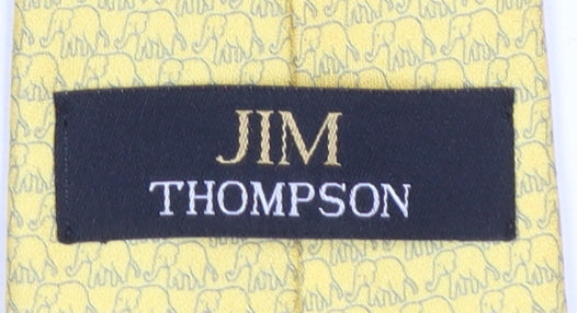 Mens Jim Thompson Yellow Animal Print 100% Silk Designer Tie