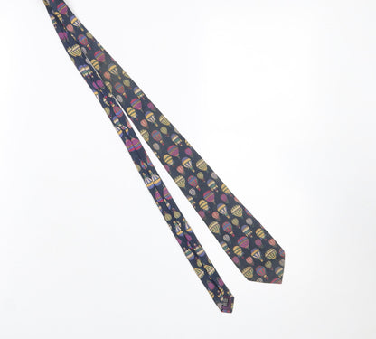 Mens James Meade Blue Animal Print 100% Silk Designer Tie