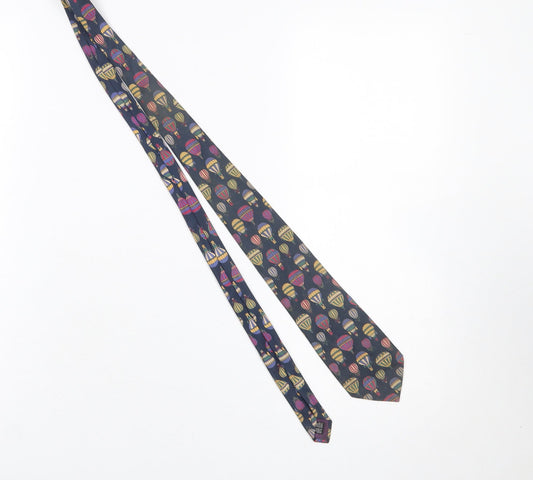 Mens James Meade Blue Animal Print 100% Silk Designer Tie