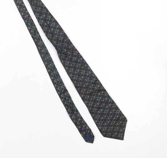 Mens Bardolino Blue Geometric 100% Silk Designer Tie