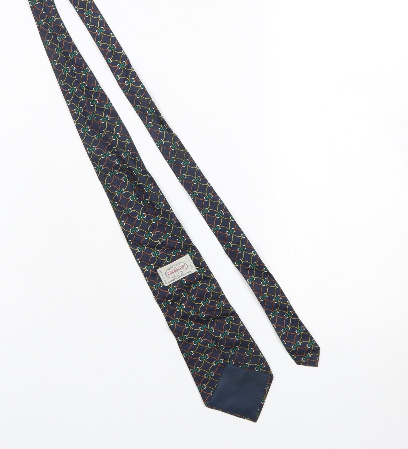 Mens Bardolino Blue Geometric 100% Silk Designer Tie