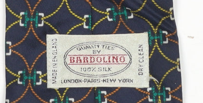 Mens Bardolino Blue Geometric 100% Silk Designer Tie