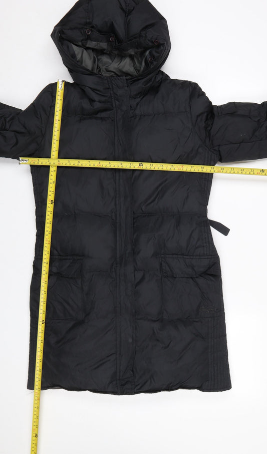 Jigsaw Junior Girls Black 12-13 Years Long Hooded Down Puffer Coat