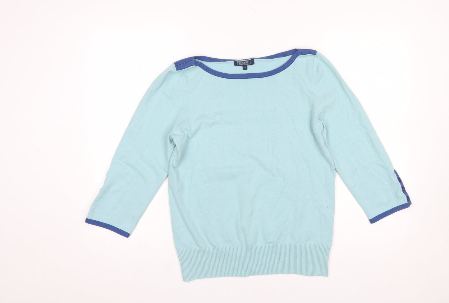 Womens UK Size 12 Maine New England Blue Pullover Jumper