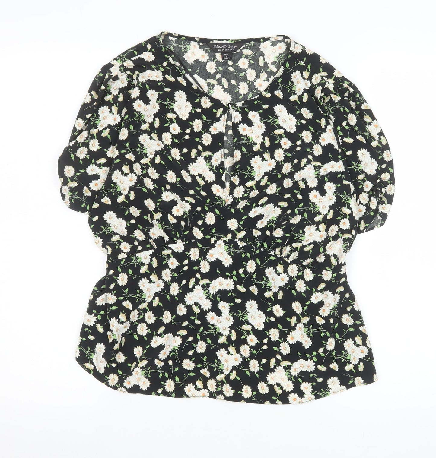 Womens UK Size 14 Miss Selfridge Black Tunic Blouse