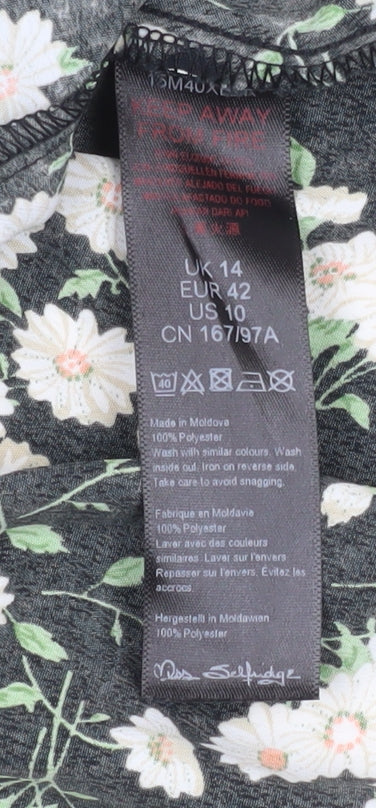 Womens UK Size 14 Miss Selfridge Black Tunic Blouse