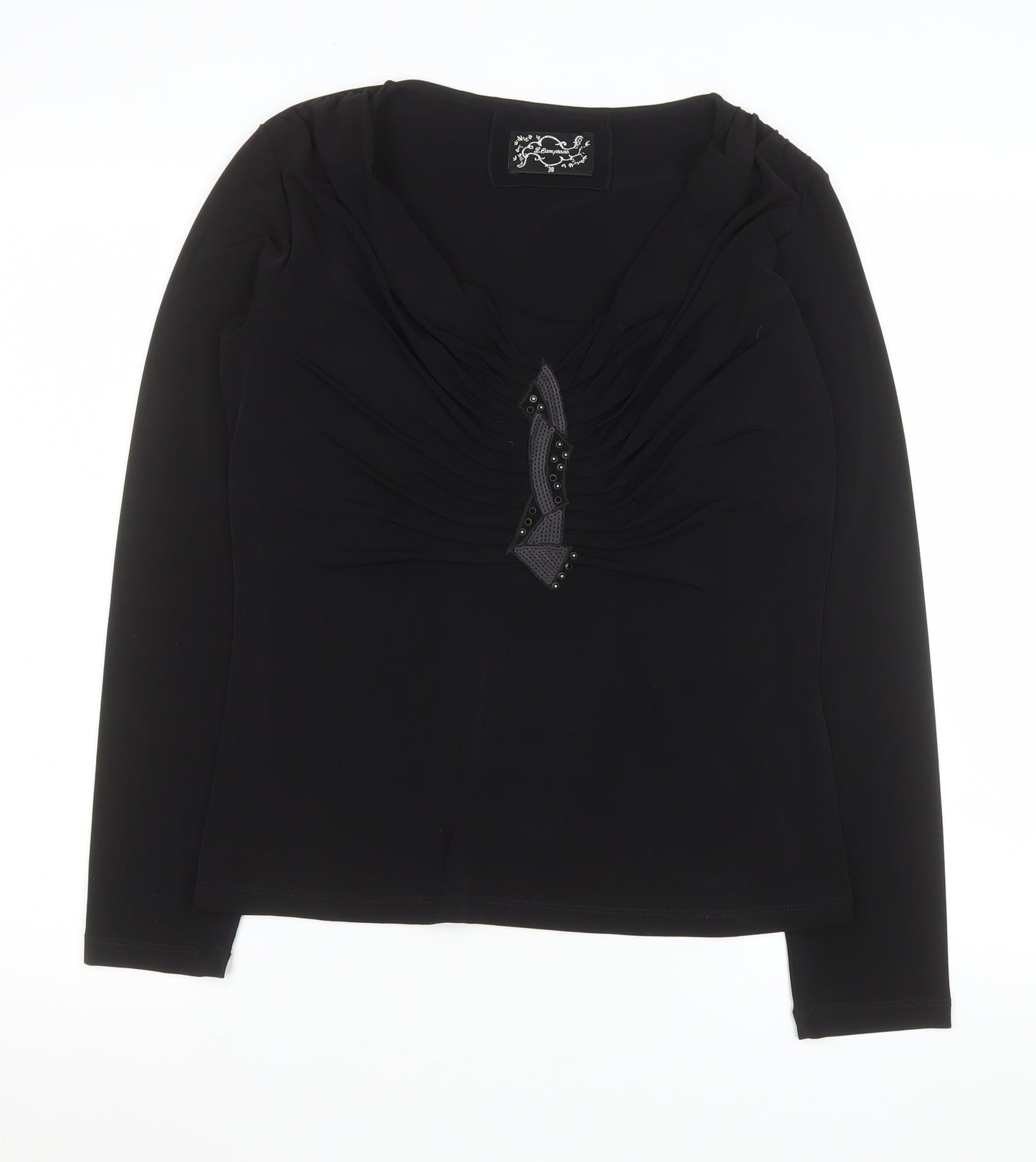 Womens UK Size 10 L. Campione Black Basic Blouse