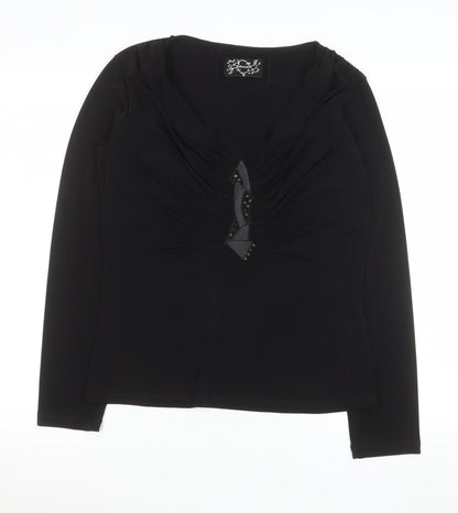 Womens UK Size 10 L. Campione Black Basic Blouse
