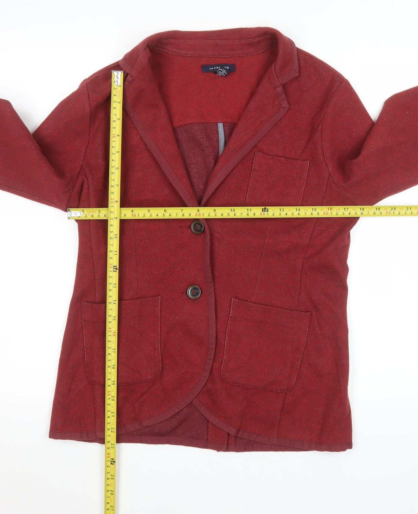 Womens UK Size 12 Lands' End Regular Red Blazer