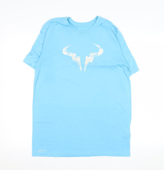 Womens UK Size M Nike Blue Gym & Training Running & Jogging Tennis T-Shirt