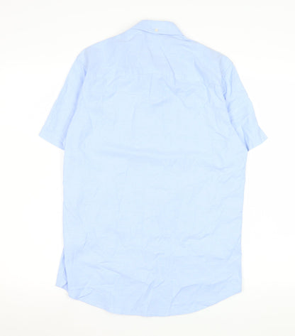 Next Men's Blue Short Sleeve Button-Up Shirt Size S Cotton Blend