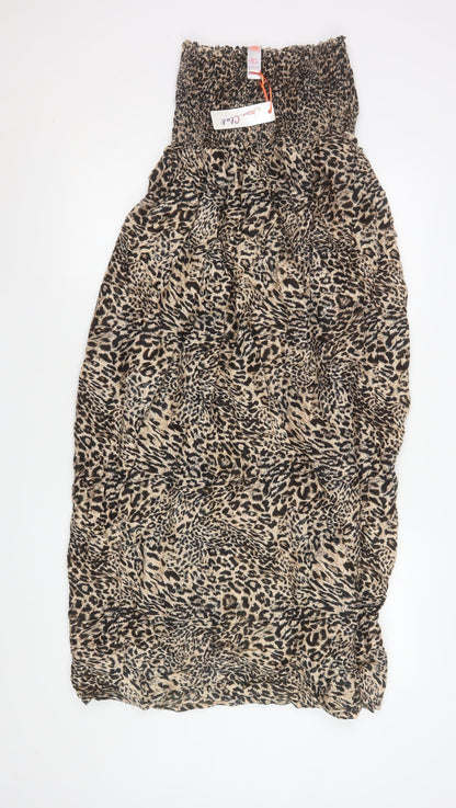 Ocean Club Women’s Beige Leopard Maxi Dress Size L Summer Boho