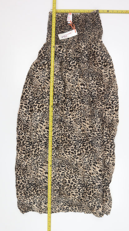 Ocean Club Women’s Beige Leopard Maxi Dress Size L Summer Boho