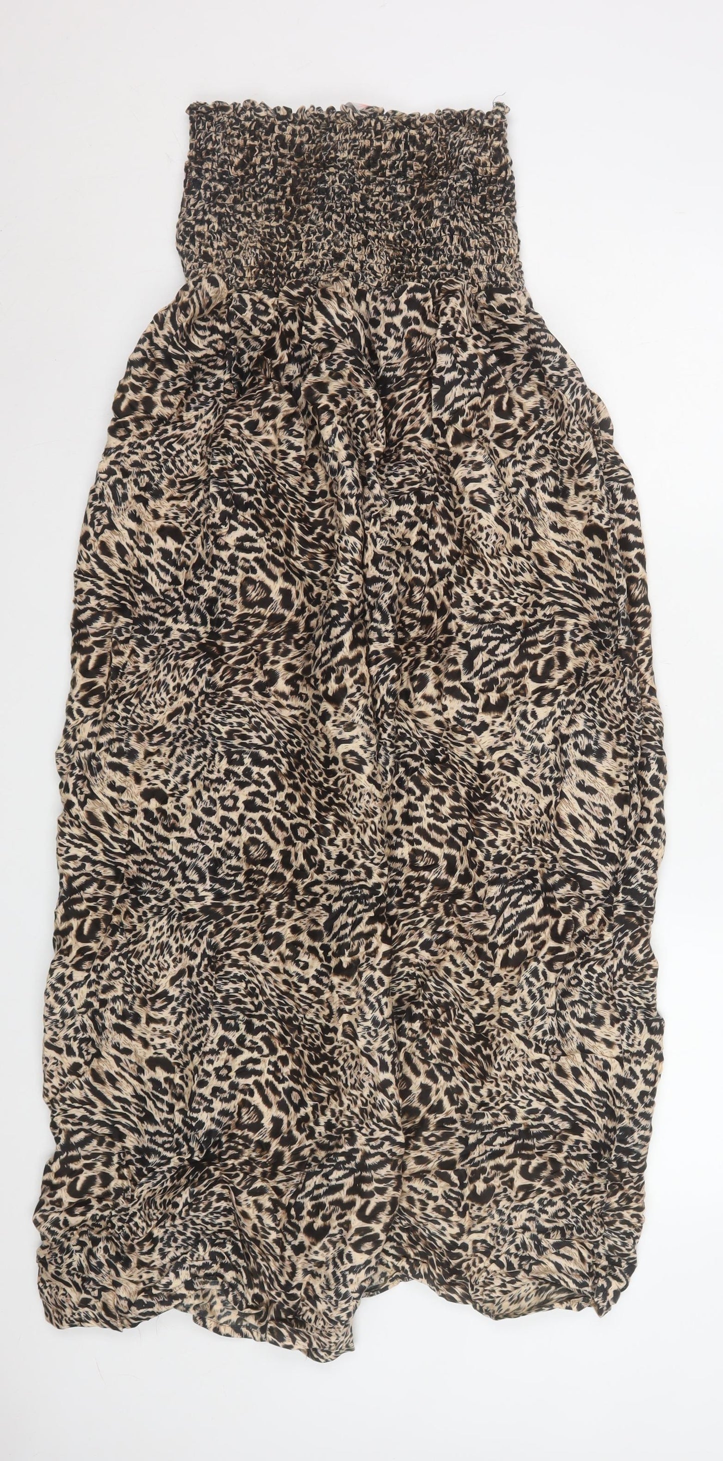 Ocean Club Women’s Beige Leopard Maxi Dress Size L Summer Boho