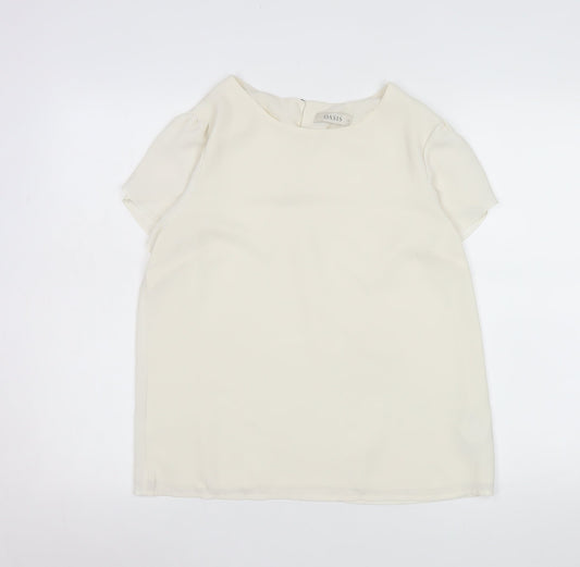 Oasis Women's Ivory Short Sleeve Woven Blouse Size 12