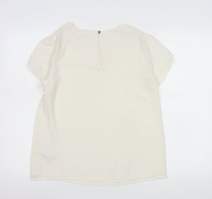 Oasis Women's Ivory Short Sleeve Woven Blouse Size 12
