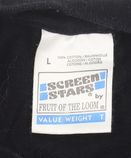 Mens UK Size L Fruit of the Loom Black  T-Shirt
