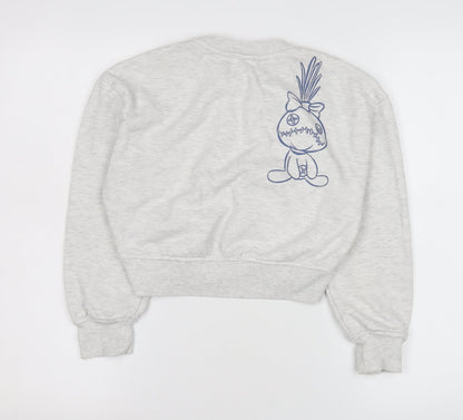 Disney Stitch Girls Grey Pullover Sweatshirt 9-10 Years Graphic Print