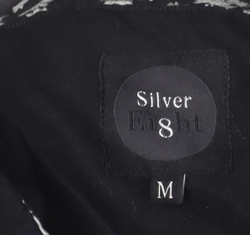 Mens UK Collar Size M Silver Eight Smart Black  Dress Shirt