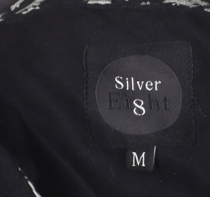 Mens UK Collar Size M Silver Eight Smart Black  Dress Shirt