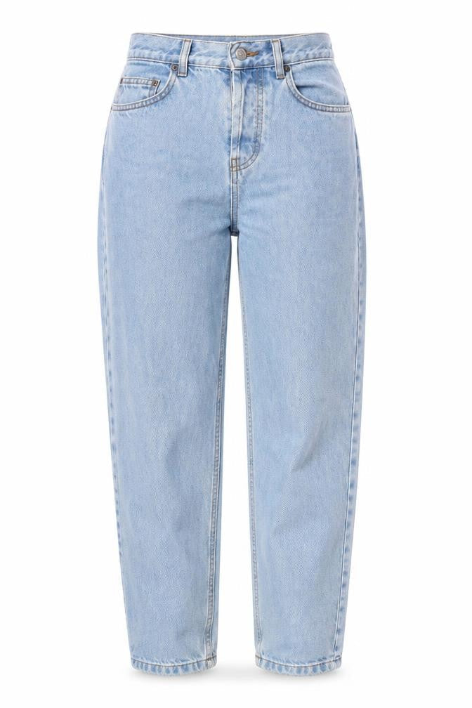 Front view of ASOS DESIGN Women’s Blue Mom Jeans, size S, High Rise Denim 26W 32L