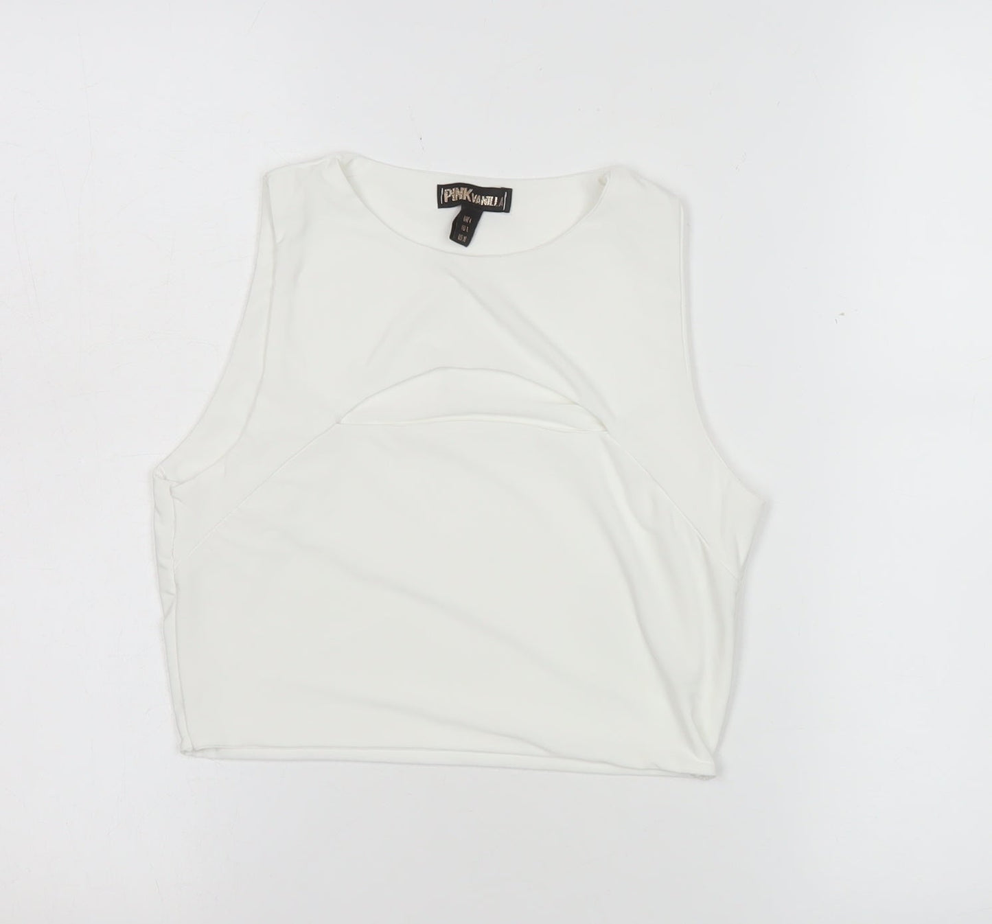 Womens UK Size L Pink Vanilla White Cropped Tank