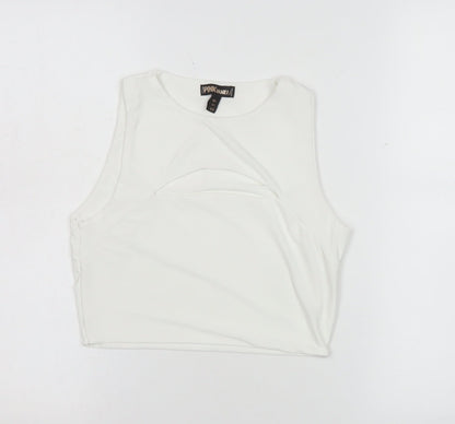 Womens UK Size L Pink Vanilla White Cropped Tank