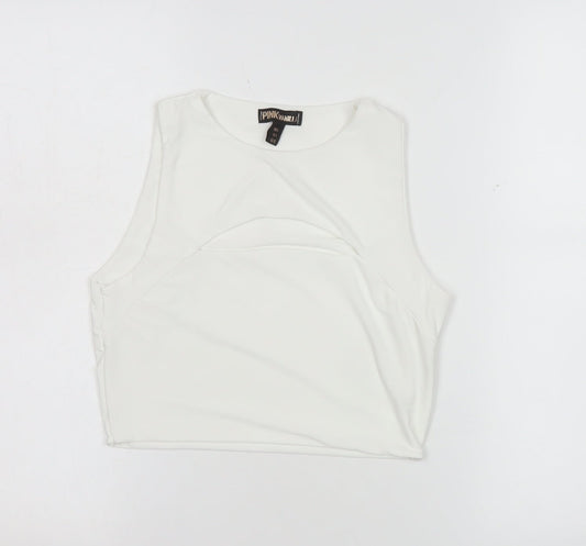 Womens UK Size L Pink Vanilla White Cropped Tank