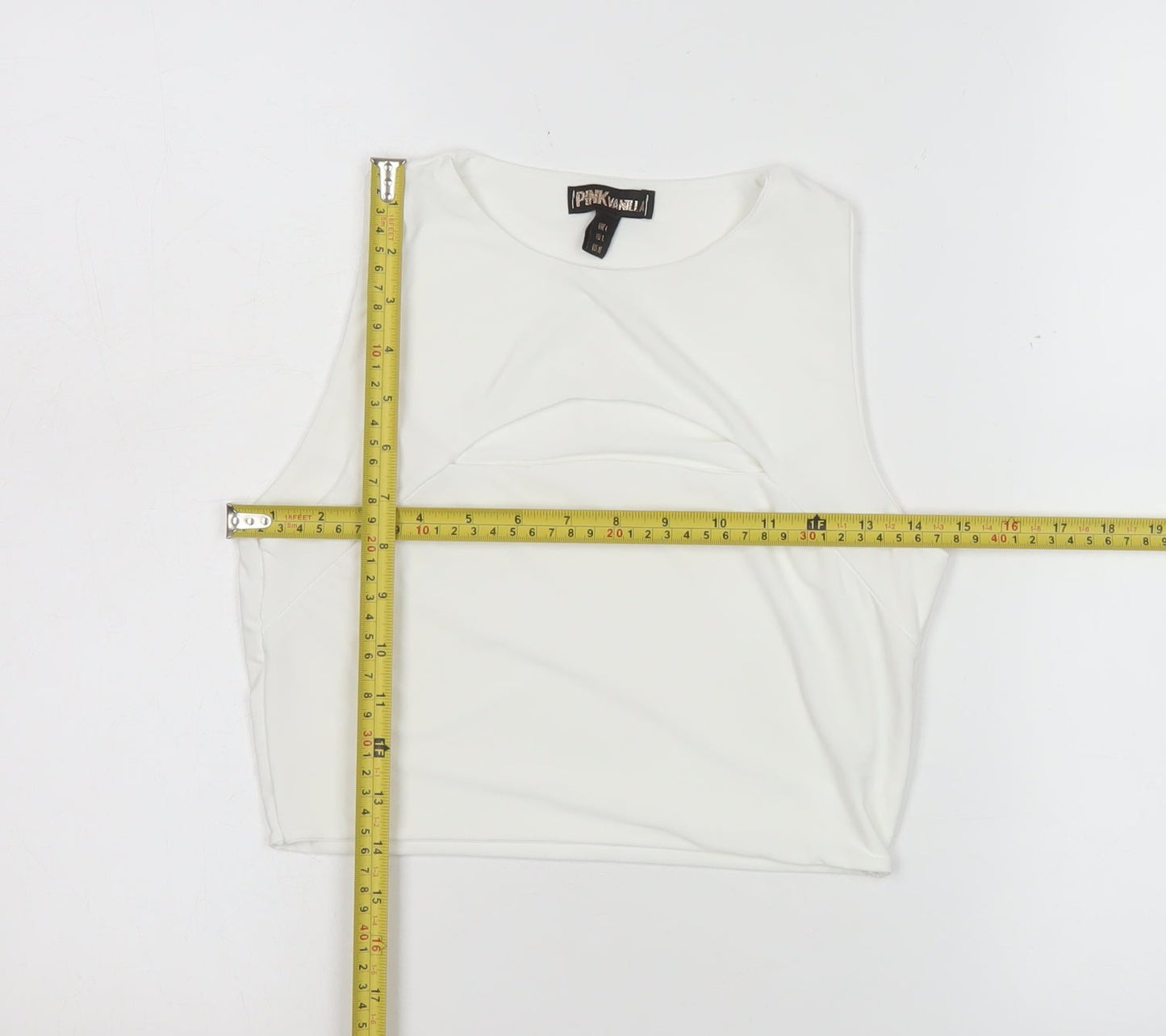 Womens UK Size L Pink Vanilla White Cropped Tank