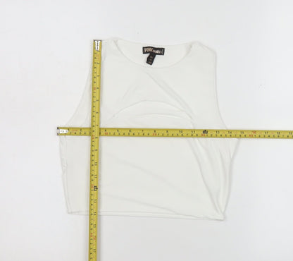 Womens UK Size L Pink Vanilla White Cropped Tank