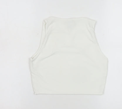 Womens UK Size L Pink Vanilla White Cropped Tank