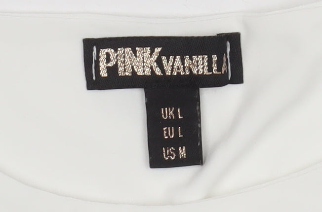 Womens UK Size L Pink Vanilla White Cropped Tank