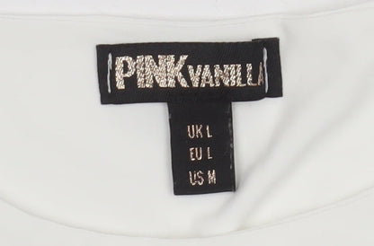 Womens UK Size L Pink Vanilla White Cropped Tank