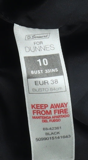 Womens UK Size 10 Dunnes Black Puffer Jacket