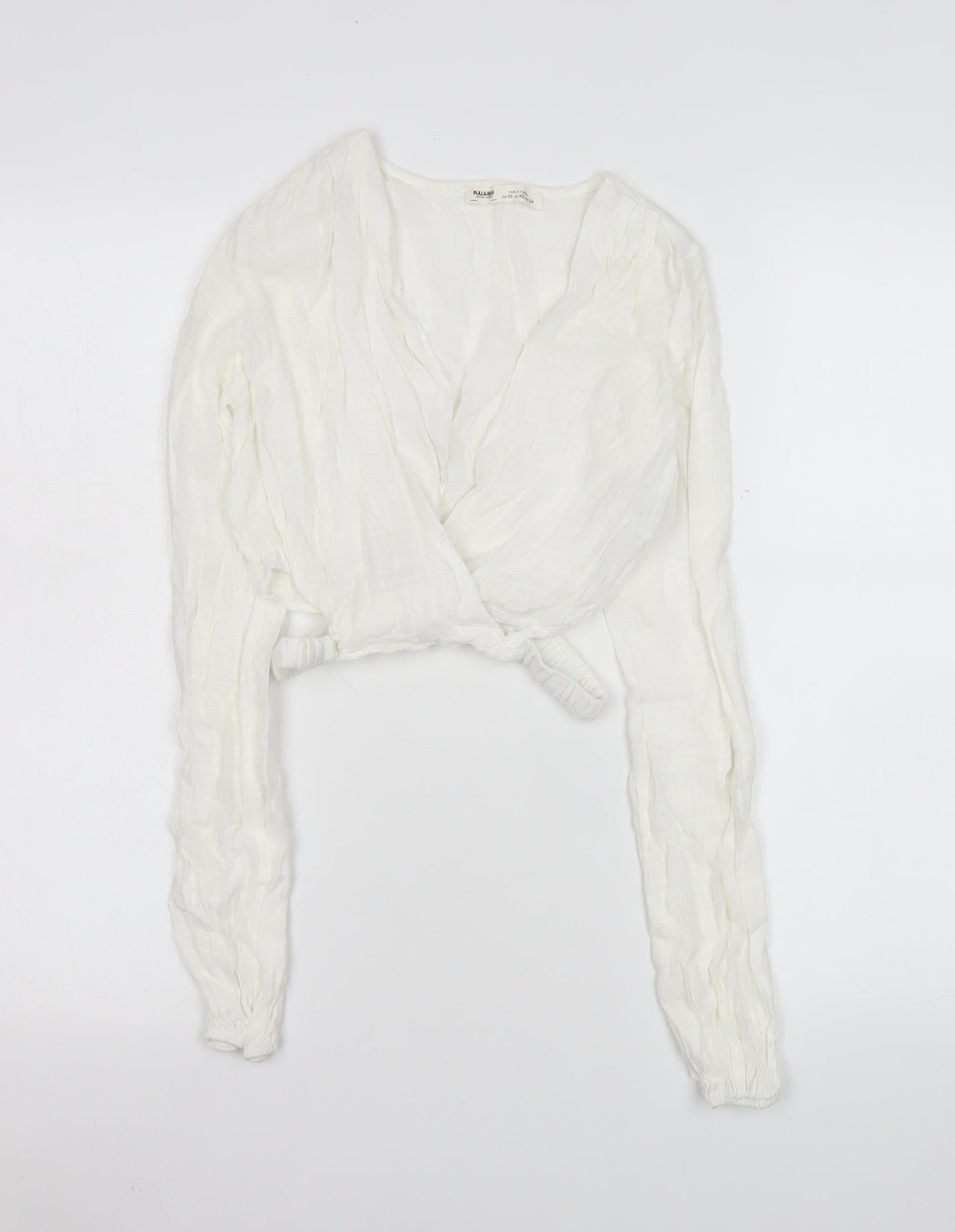 Womens UK Size XS Pull & Bear White Wrap Blouse