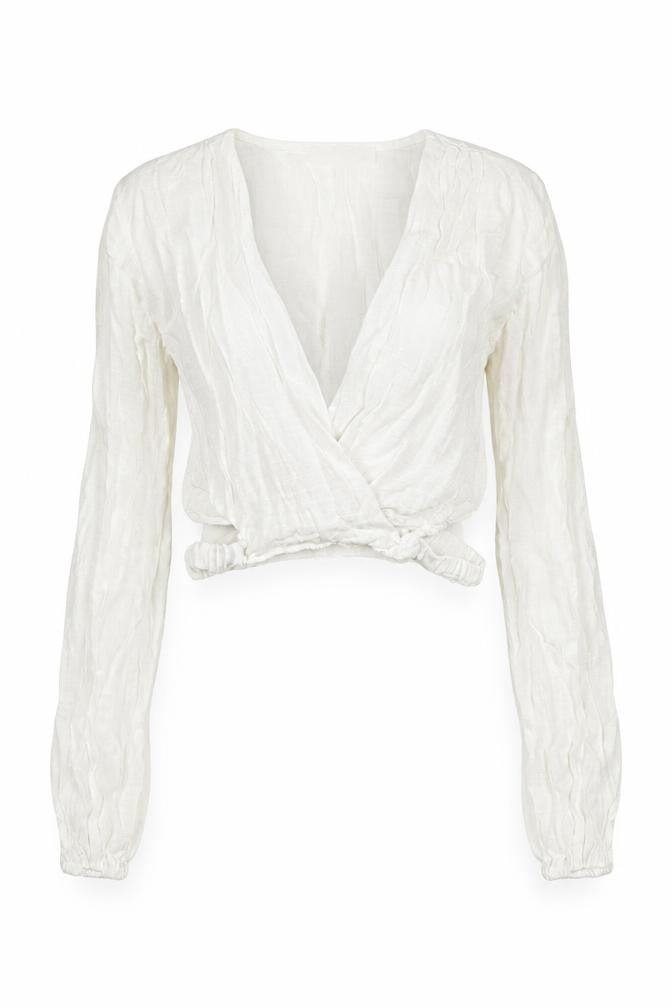 Womens UK Size XS Pull & Bear White Wrap Blouse
