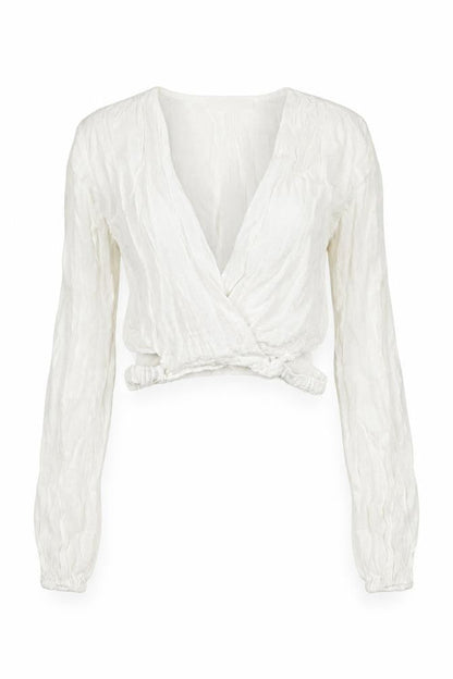 Womens UK Size XS Pull & Bear White Wrap Blouse