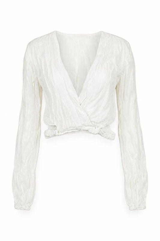 Womens UK Size XS Pull & Bear White Wrap Blouse