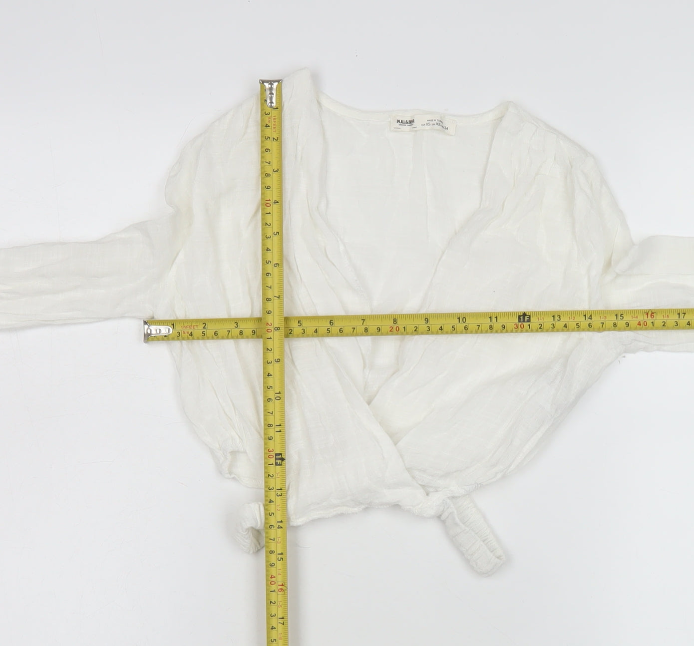 Womens UK Size XS Pull & Bear White Wrap Blouse
