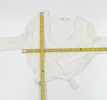 Womens UK Size XS Pull & Bear White Wrap Blouse