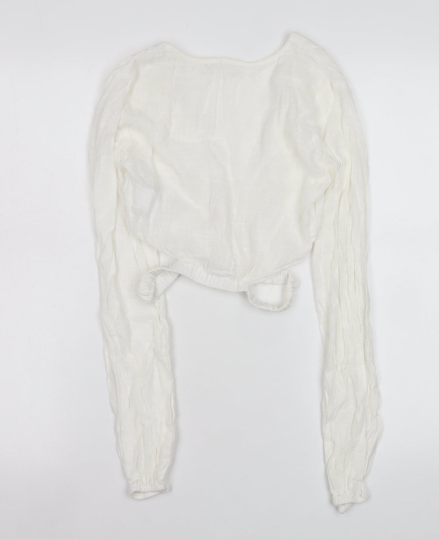 Womens UK Size XS Pull & Bear White Wrap Blouse